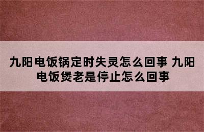 九阳电饭锅定时失灵怎么回事 九阳电饭煲老是停止怎么回事